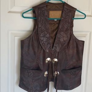 Ladies floral leather vest